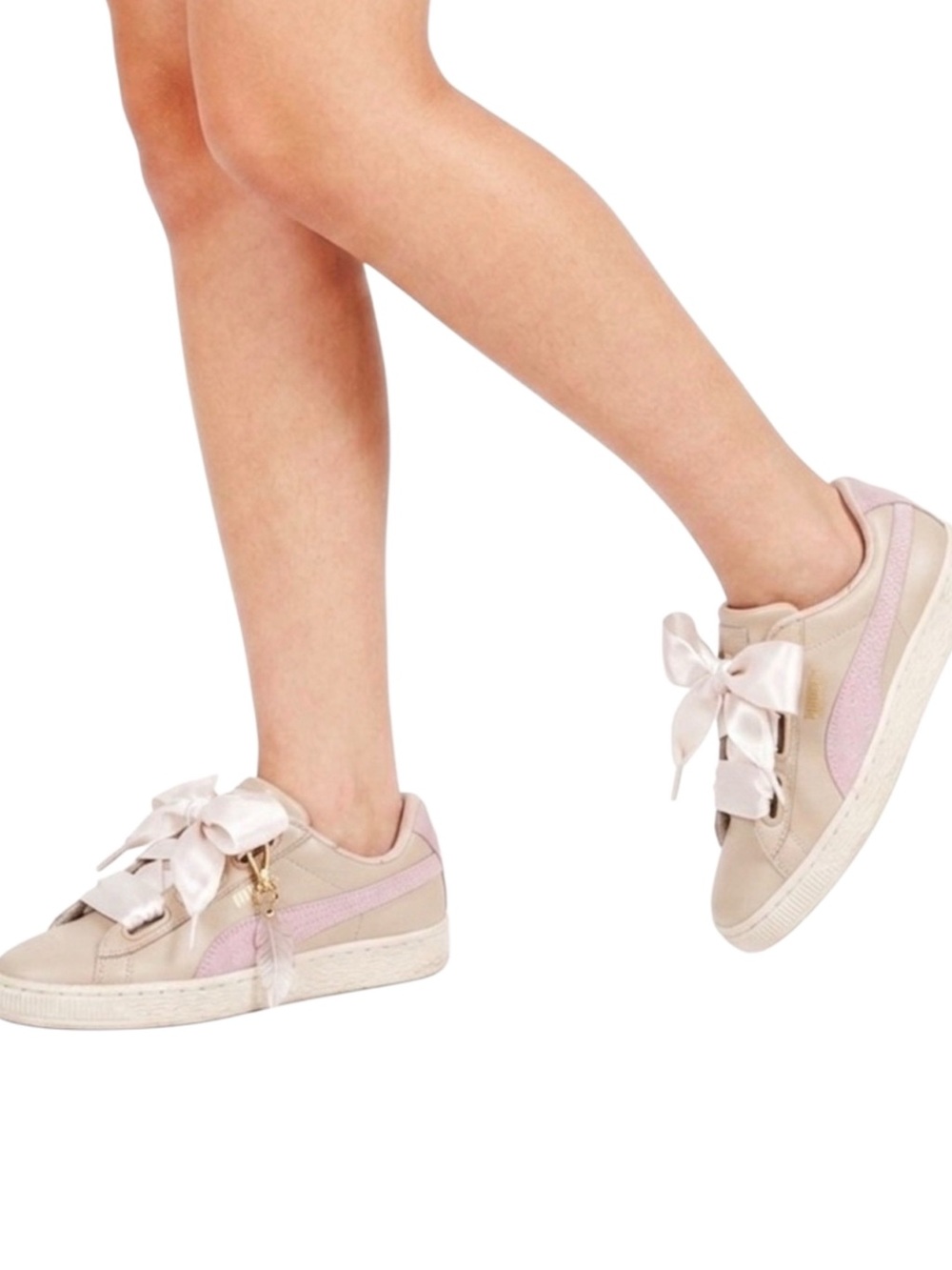 PUMA Basket Heart Coach Festival Vintage Sneaker — Pink & Beige — Size 7.5